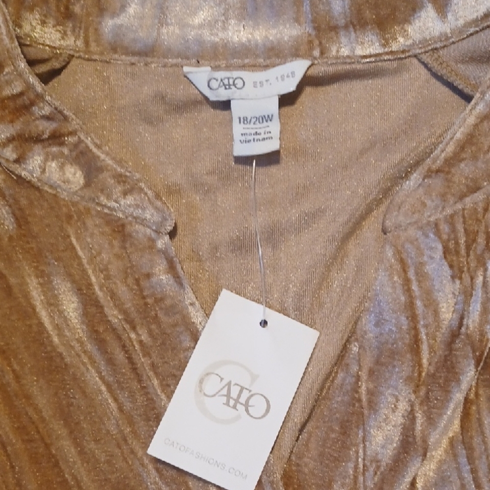 Cato Velvet Button Down Women's Shirt Size 18-20 3/4 Sleeves - Picture 2 of 4